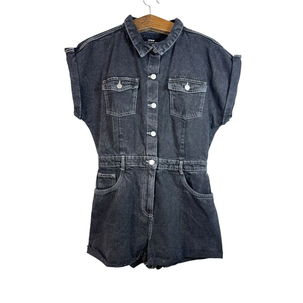 Cotton On Women's Denim Playsuit Jean Romper Midnight Haze Black Size 8 Boho